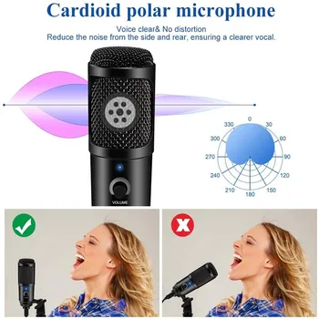 

USB Microphone PC Microphone Professional Condenser Recording Mic with Stand Plug & Play for Computer Laptop for Entertainment