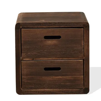 

Rebecca Mobili Bedside table Cabinet 2 Drawers Brown Vintage Shabby 44x44x35