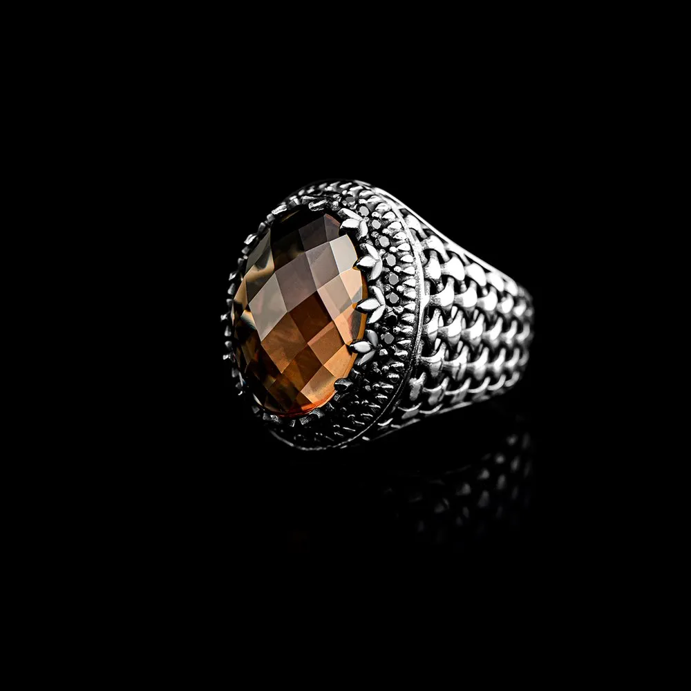 Genuine Zultanite Rings 925 Sterling Silver Turkish Ring For Men Natural Sultan Stone Mens Cool Punk Male Rings Fashion Jewelry