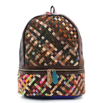 

Multicolor leather handbag large shoulder bag Casual woman backpack
