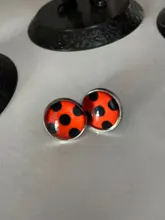 Pendientes de mariquita con Clip para la oreja, aretes de mariquita para Cosplay, circulares, de lunares, regalos de fiesta, joyas de Anime, novedad de 2020