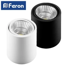 Светодиодный светильник Feron AL516 накладной 10W 4000K белый черный поворотный 29575 29888