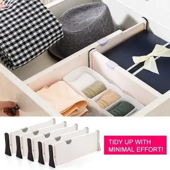 

2020 New Plastic DIY Drawer Adjustable Separator Dividers Board Home Bedroom Kitchen Drawer Storage Retractable Partition Board