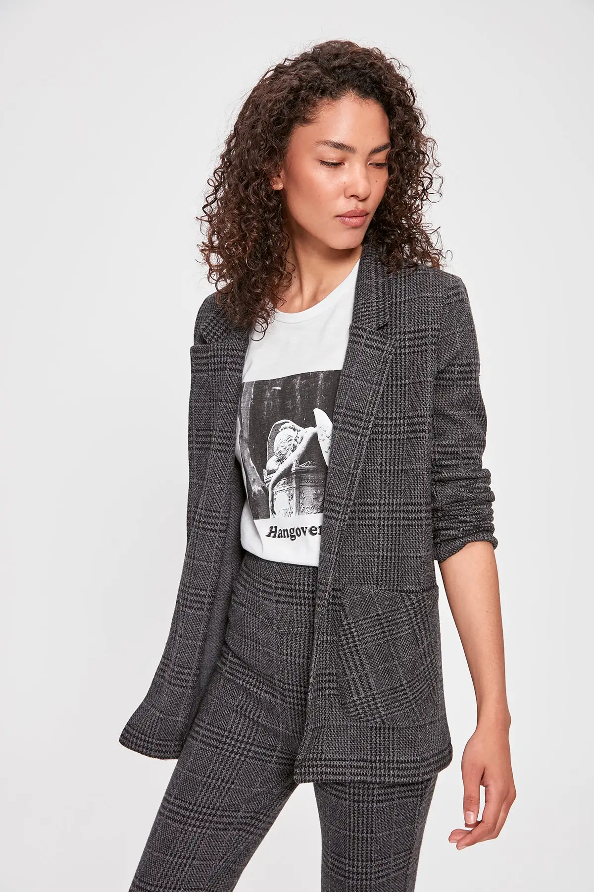 Trendyol Plaid Knitted Coat TWOAW20CE0160