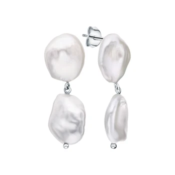 

Silver earrings with pearls cultured sunlight sample 925
