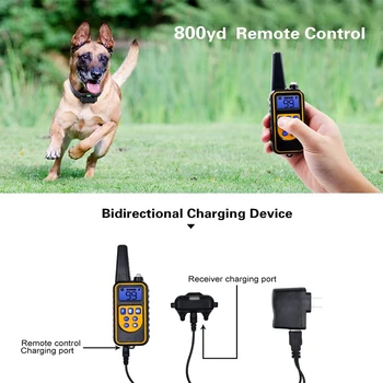 

Pet 800m Electric Dog Training Collar Pet Remote Control Waterproof Rechargeable with LCD Display for All Size Bark-stop Collars