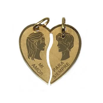 

18k gold pendant heart Party 23mm. MY LOVE FOREVER faces unisex