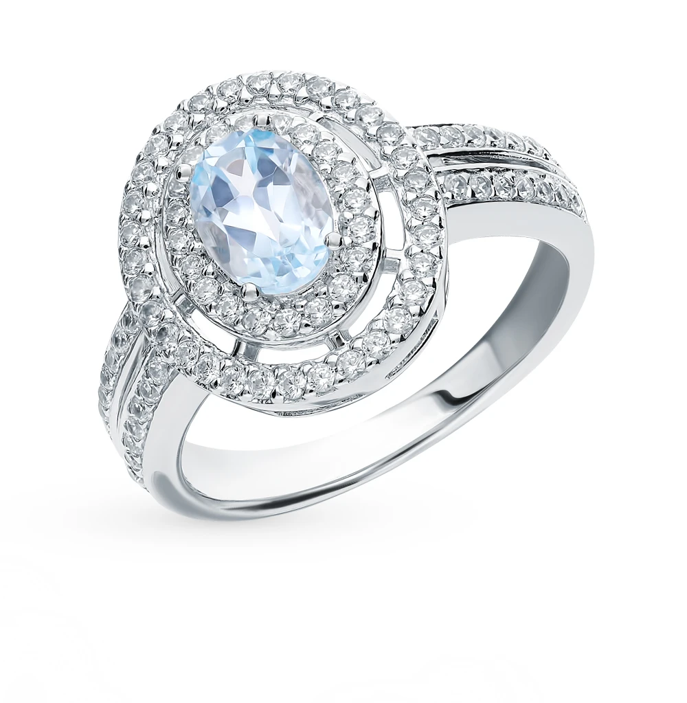 Серебряное кольцо с топазами SUNLIGHT проба 925