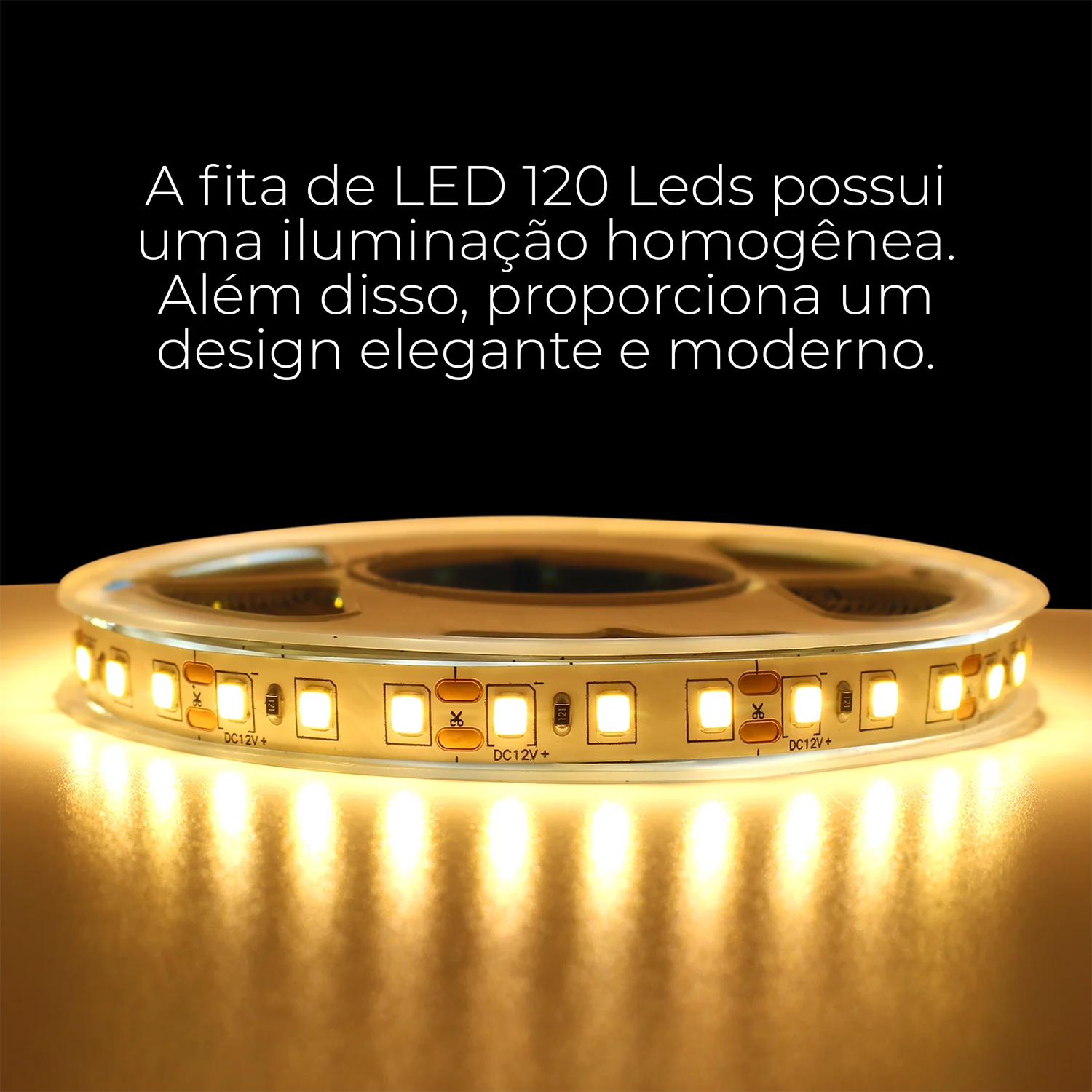 Fita Led 3528 Dupla 120l por Metro Ip44 Branco Quente 120w liga direto na  tomada