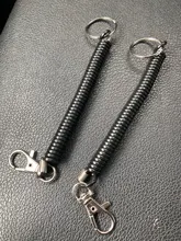 2 uds. Llaveros de cuerda elástica de resorte, llaveros de Color plateado, mosquetón de Metal para acampar al aire libre, llavero de muelle antipérdida para teléfono