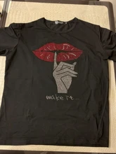 Black T-Shirts Short-Sleeve Trend-Tops Hot-Drilling Korean-Version Cotton Women Summer