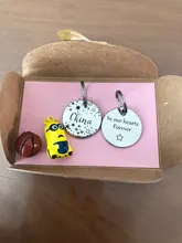 Gato personalizada etiqueta de perro-perro ID Tag MW002 artística fuente de doble cara grabado para la pequeña mascota mediana grande Collar de perro accesorios etiqueta