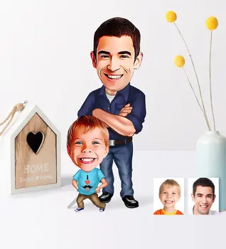 

Father's Day Custom Father Son Cartoon Wooden Trinket-1