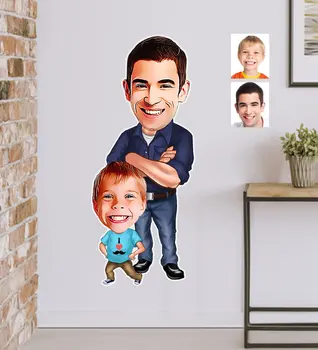 

Personalized Father Son Caricature Of Wall Sticker (50x70cm) 2