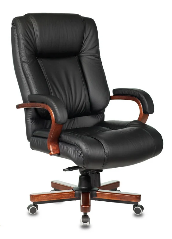 Кресло руководителя Бюрократ T 9925WALNUT/BLACK черный кожа крестовина дерево| |