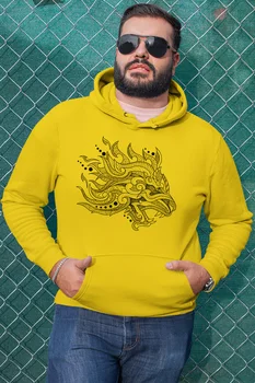 

Angemiel Wear China Motif Aggressive Wolf Yellow Men 'S Hooded Sweatshirt