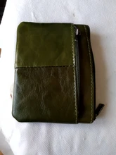 Mini Cartera de piel auténtica con cremallera para hombre y mujer, monedero pequeño y delgado de estilo Vintage