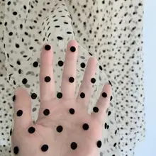 Кремовая Тюлевая кружевная ткань цвета слоновой кости в черный горошек, Тюлевая сетчатая ткань в бархатный горошек, Новое поступление