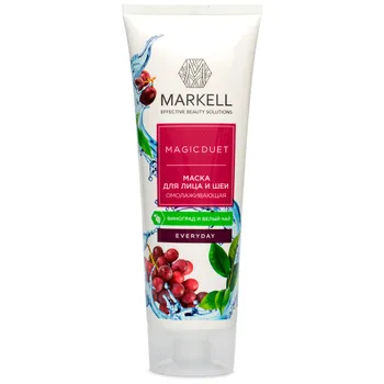 

Mask for face and neck омолаживающая grapes and white tea magic duet Markell