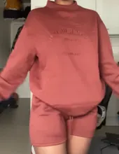 Dulzura-conjunto de 2 piezas con letras estampadas para mujer, sudadera de manga larga, pantalones cortos de chándal, chándal informal holgado, ropa de descanso, otoño e invierno, 2020