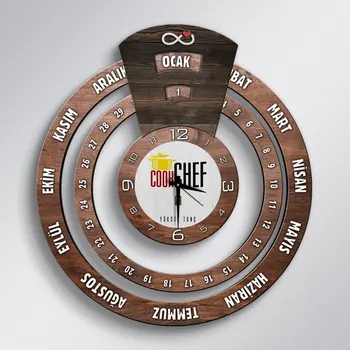 

Personalized Professional Cook Infinite Mayan Calendar Wooden Wall Clock-3