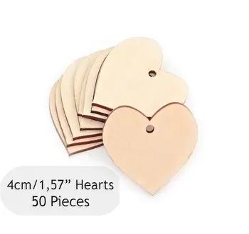 

Set of 50pcs. (4cm) Mini Wooden Hearts Shape Craft Hanging Tag Decoration Gift Laser Cut With Hole 0004