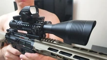Fire Wolf-Mira iluminada telémetro para caza, rifle de retícula holográfica, visor de 4 retículas, láser rojo de 20 mm, ideal cacería, 4-12x50