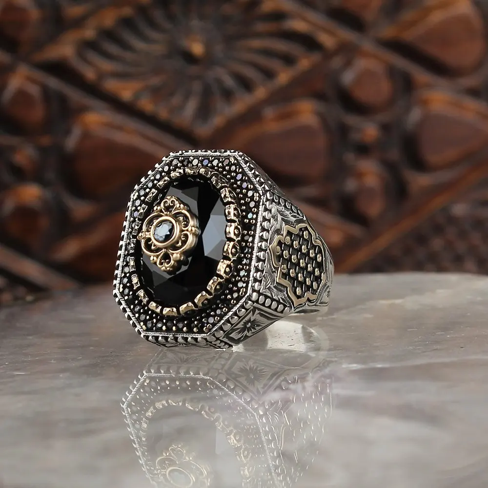 

Real Pure 925 Sterling silver ring real zircon stone hand made made in turkey luxury and trendy model vintage style model