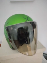 Visera recta para casco de motocicleta, visera Retro de 3 botones para cara abierta, transparente, plata y negro
