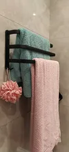 Towel-Hanger Multilayer-Accessories Wall-Mounted Bathroom-Space Black Aluminum Matte