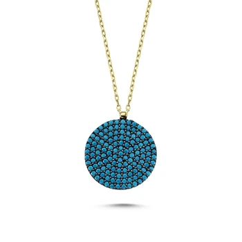 

KUTAYDAN Nano Zirconia stone Round Necklace 925 Sterling Silver