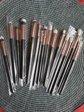 Jessup-Juego de brochas de maquillaje, base en polvo, sombra de ojos, oro rosa/Negro, 6 uds.-25 uds.