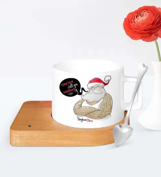 

Personalized Santa Claus Happy birthday Wooden Altlıklı Ceramic Cup-5