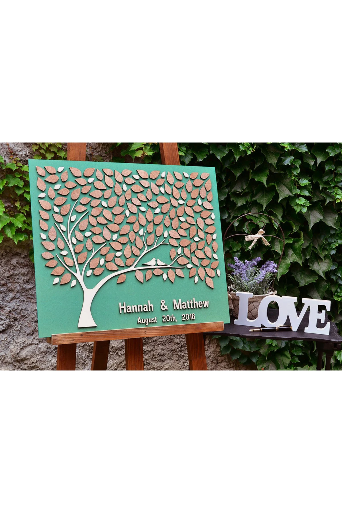 Wedding Guest Visitor Signature Book Wooden Personalized Alternatives to Names Date Mr and Mrs Mariage 3D Love Valentine's Rusti | Дом и