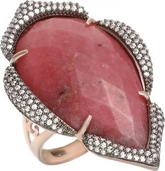 

Jay VI ring with rhodonite and cubic zirconia silver with gilding