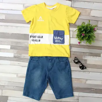 

Conjunto de ropa de chico y niño de verano, conjunto de ropa de niño pequeño, camiseta estampada + pantalones vaqueros