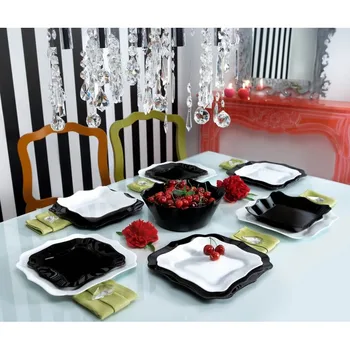 

SERVICE DISHES TABLEWARE ARCOPAL PCs 19 AUTHENTIC BLACK & WHITE LUMINARC