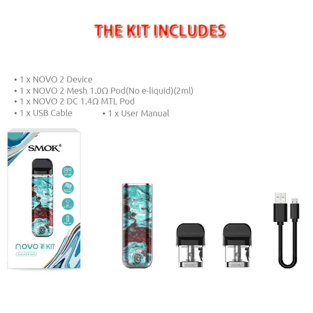 Новый Smok Novo 2 электронная сигарета стартовый комплект ручки мл емкость pod с 800 мАч