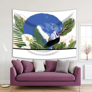 

Tapestry Flamingo and Palm Leaves Exotic Nature Tropical Wild Life Colorful Artwork Blue Green White