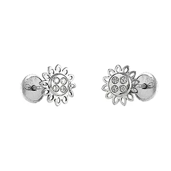 

Earrings 18k White Gold model Ironmongery (8 Rhinestone 0,80mm.) Measurement: 6mm.