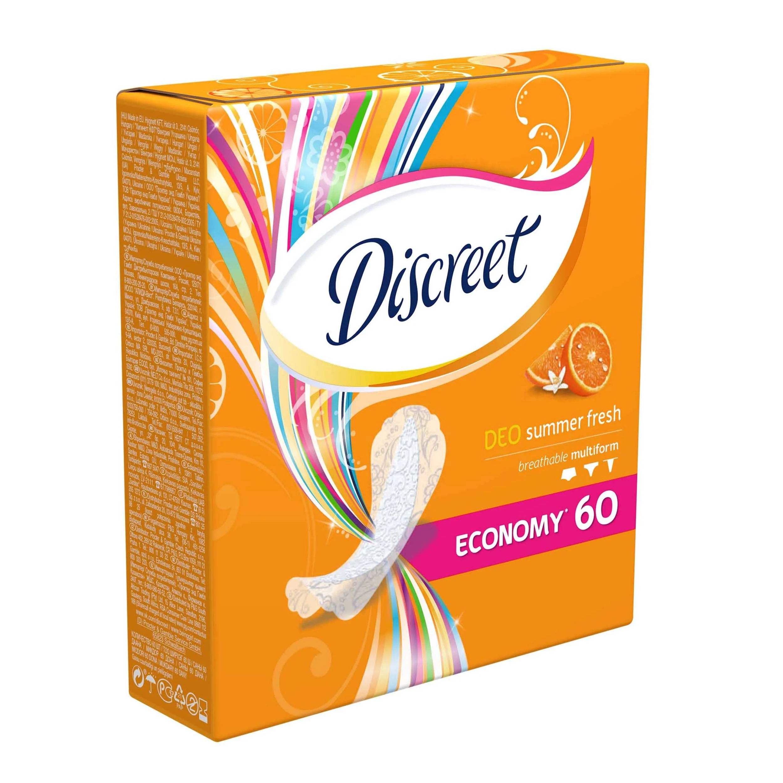 Женские ежедневные прокладки DISCREET Deo Summer Fresh Multiform, 60 шт