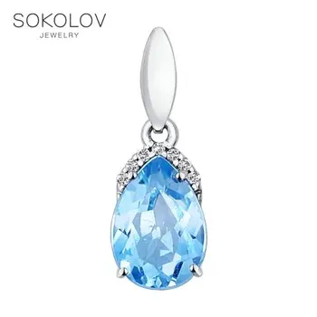 

Pendant SOKOLOV silver with Topaz and cubic zirkonia, fashion jewelry, 925, women's male, pendants for neck women