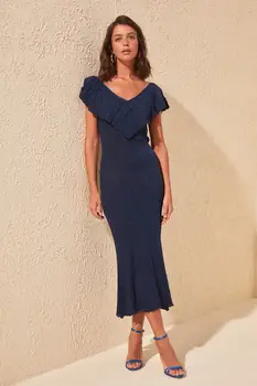 

Trendyol Silvery Flounces Knitwear Dress TWOSS20EL1772