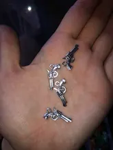 30 Uds Charms pistola 22x12mm hecho a mano artesanía Fabricación de colgantes fit,Vintage bronce tibetano color plata, DIY para pulsera collar
