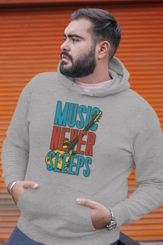 

Angemiel Wear Music Never Sleeps Gray Men 'S Hooded Sweatshirt