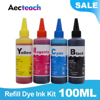 

Aecteach 100ml Bottle Ink Refill Kit For HP 122 123 121 301 302 304 300 650 652 140 141 21 22 XL Printer Ink Cartridge Ciss Dye