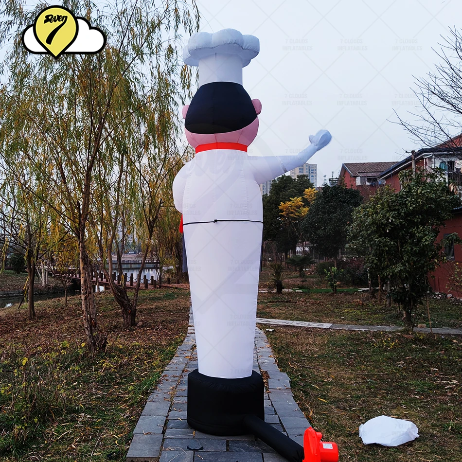 Inflatable Hamburger Chef Man Advertising Restaurant Decoration Cooking FastFood Shop Balloon Sky Air Dancer TubeMan With Blower