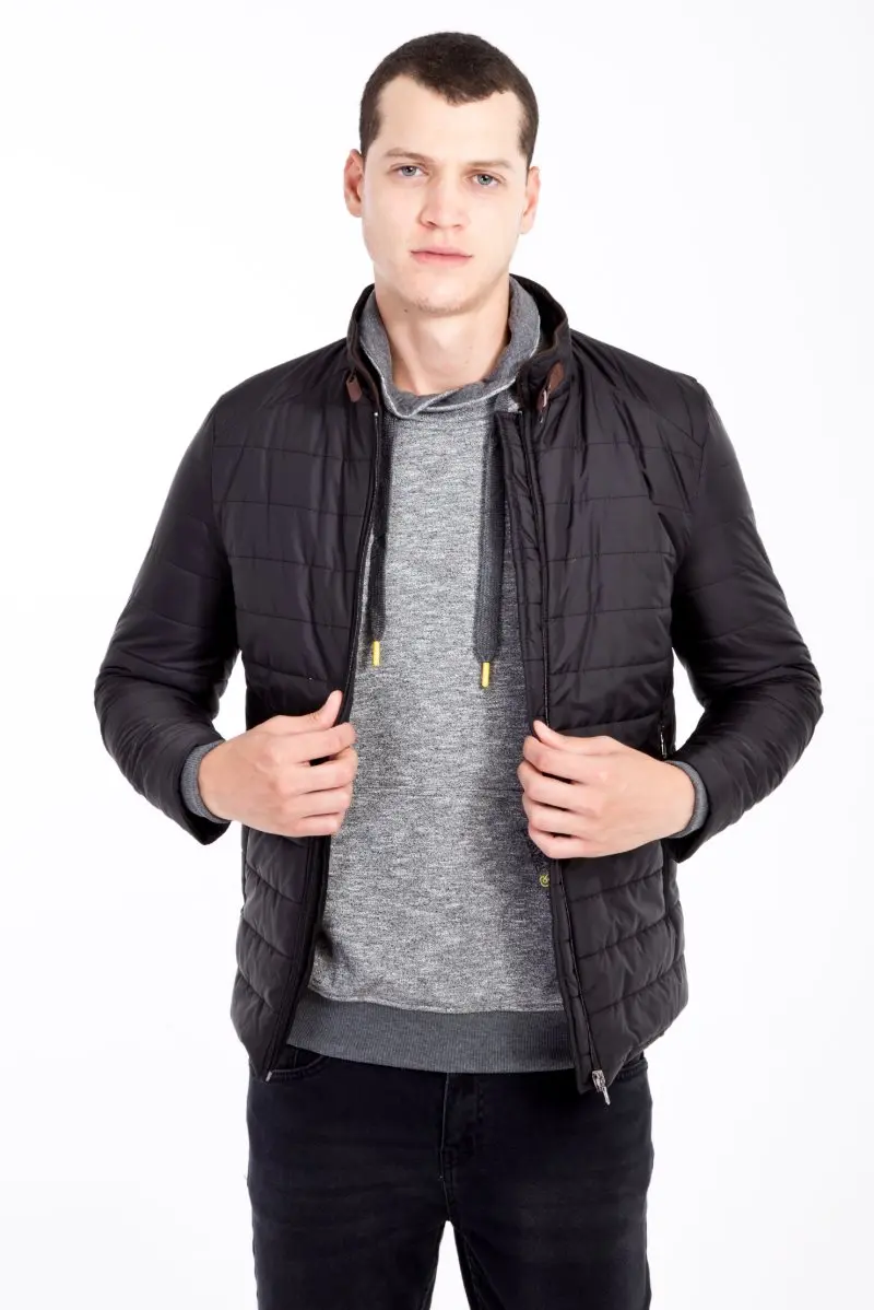 Kigili мужская одежда осень-зима Теплое повседневное приталенное стеганое полиэфирное высококачественное пальто Сделано в Турции мужское Смешанное пальто с капюшоном