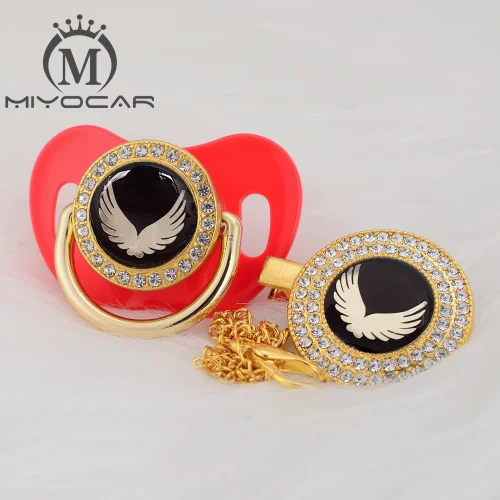 MIYOCAR 7 цветов Золотое милое Золотое крыло Красивое золотое шикарное соска и пустышка зажим BPA бесплатно пустышка bling уникальный дизайн GWG - Цвет: GWG-5 0-6m