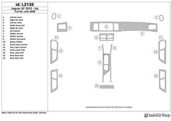

Interior trim for Jaguar XF 2012-UP. Set L2135.